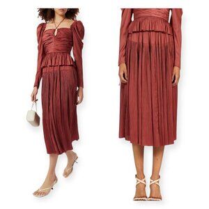 ULLA JOHNSON Wren Midi Skirt, Desert Rose, Size 6, New with tag